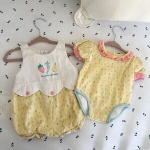 Vintage Gymboree Newborn Baby Set – 90s Garden Print Romper & Bodysuit